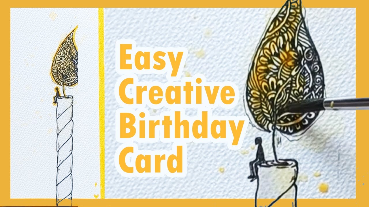 Zentangle Birthday Card || Greeting Card Tutorial || Zentangle & Watercolour