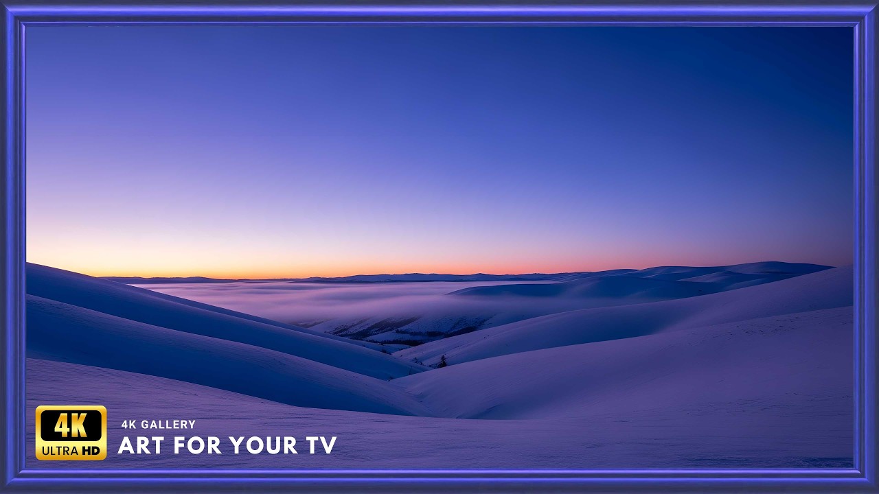 Serene Snow Hills at Dusk 4K | Gallery Style Frame TV Art