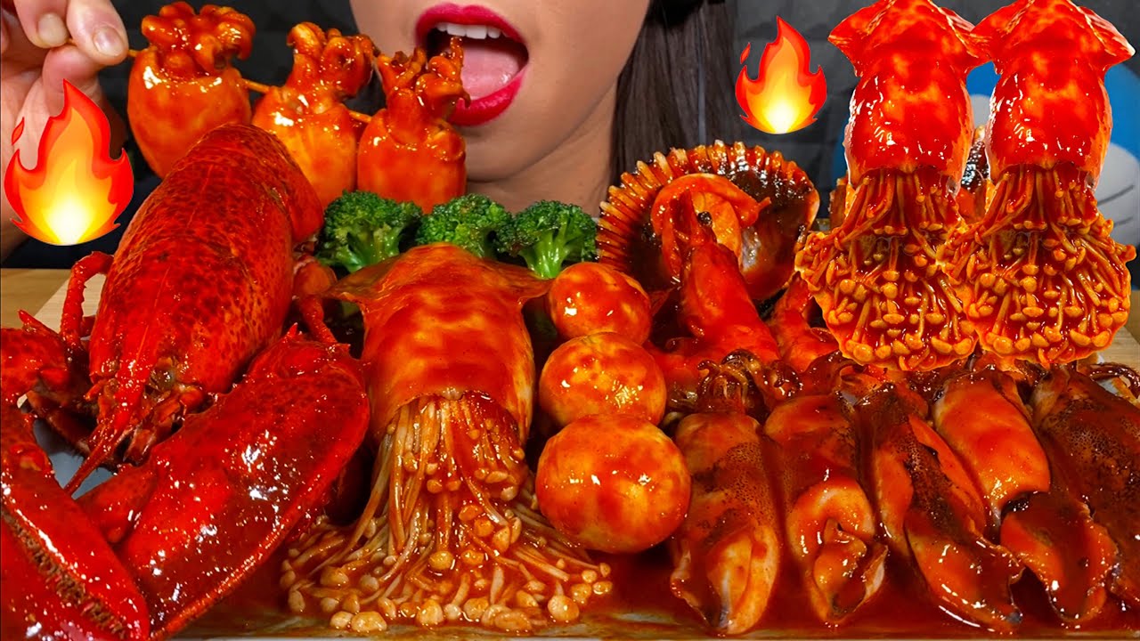 ASMR SPICY SEAFOOD BOIL *makanan laut pedas* 먹방 MUKBANG MASSIVE Eating Sounds