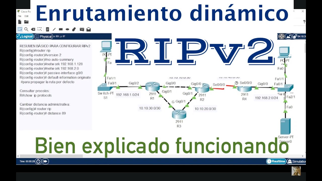Cómo configurar RIPv2 en Packet Tracer: Enrutamiento Dinámico e Interfaces Pasivas