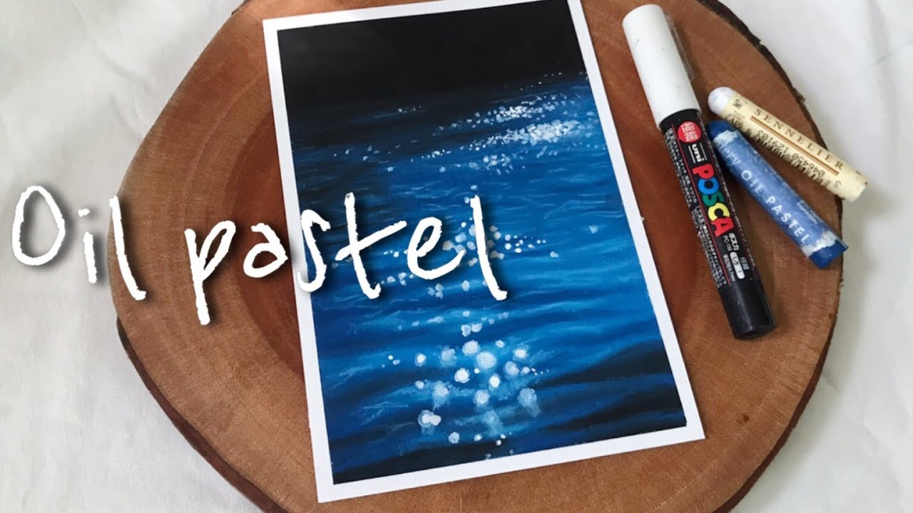 [ENG]오일파스텔 물결 풍경화 그리기 | 문교오일파스텔 | wave drawing with oil pastel