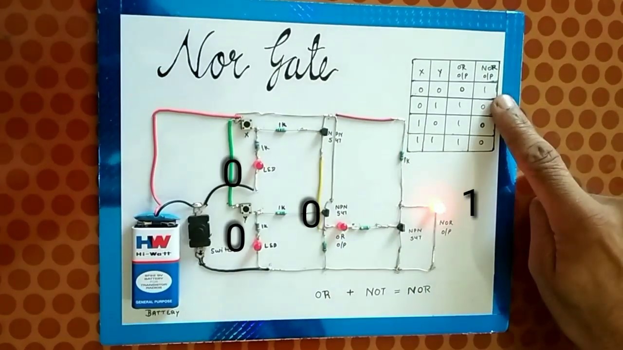 Working of nor gate using transistor, science project for class +2 physics, class 10, not or