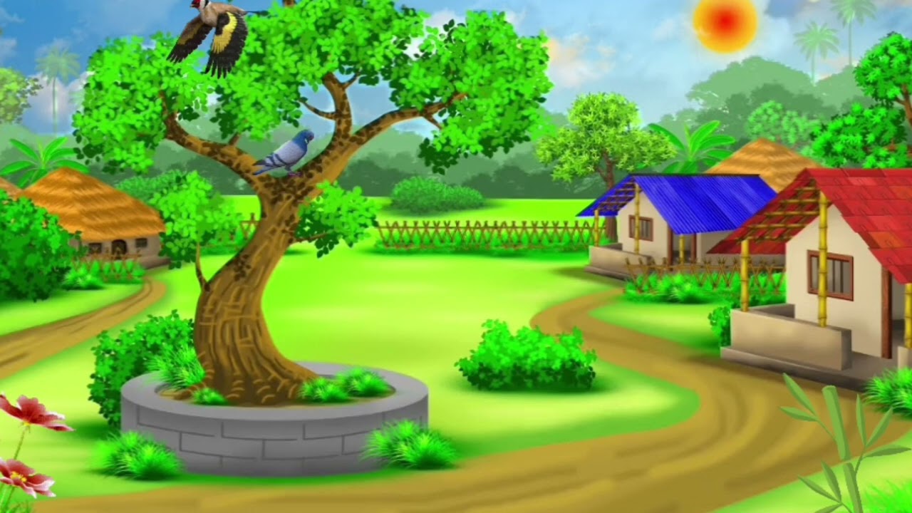 Beautiful Animated Indian Village Background | Serene Rural Scene for Kids Stories | WildToons Tales
