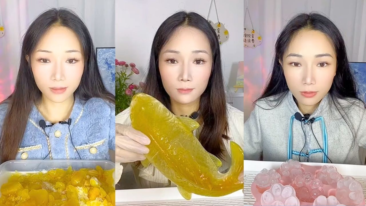Golden Crystal Jelly And Frozen Candy ASMR Feast