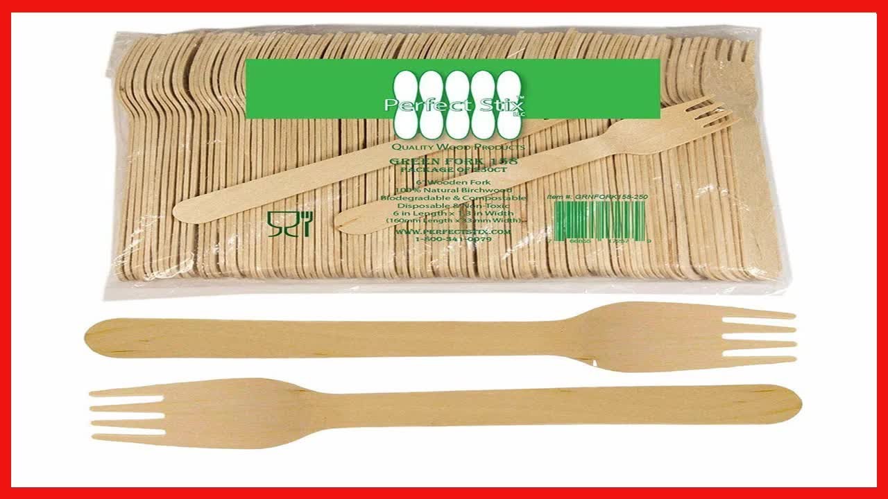 Bon produit -  Fourchettes en bois jetables Perfect Stix Green Fork 158-250ct (lot de 250), fourchet