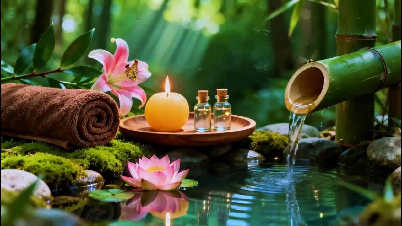 Relaxing Sleep Music with Bamboo Water Sound🌿Insomnia Relief,Calm Anxiety,Stress Relief & Meditation