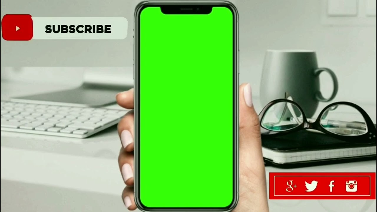 Mobile Frame in Hand with Tech Background Green Screen Animation Effects | 4k green screen tv