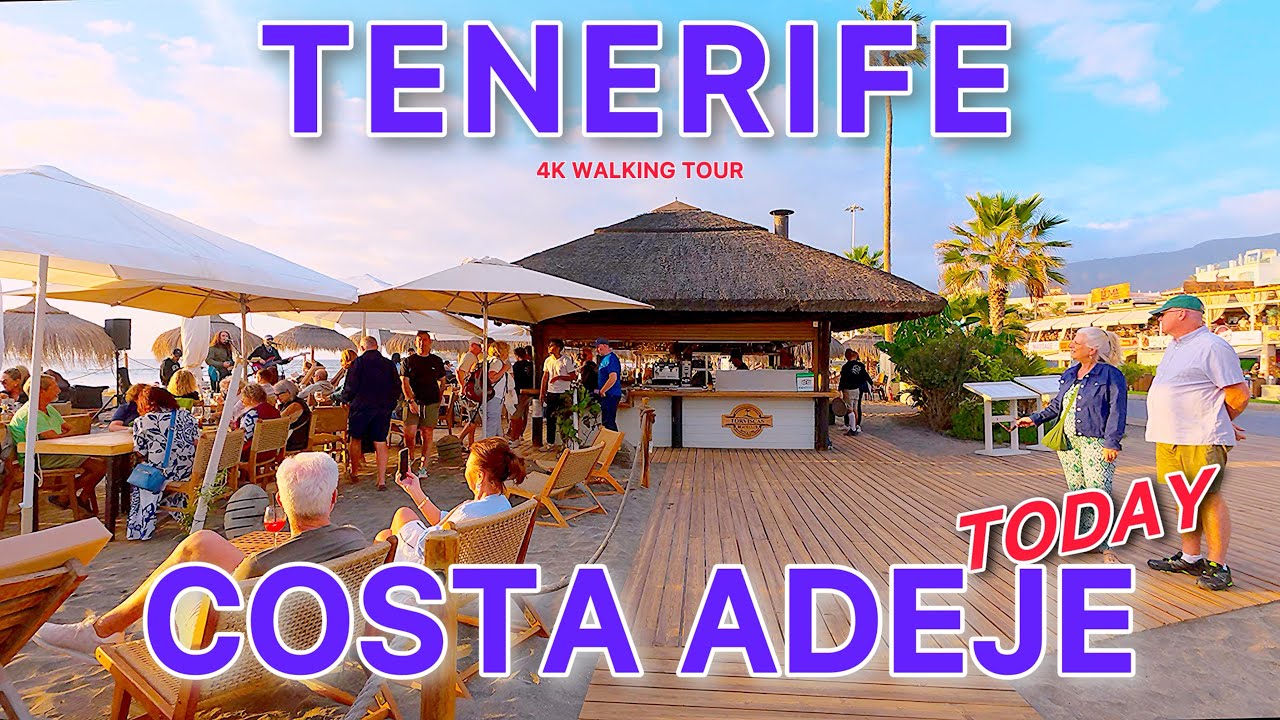 🇪🇸 Tenerife Coasta ADEJE 4K | Stunning Beach Promenade Walk