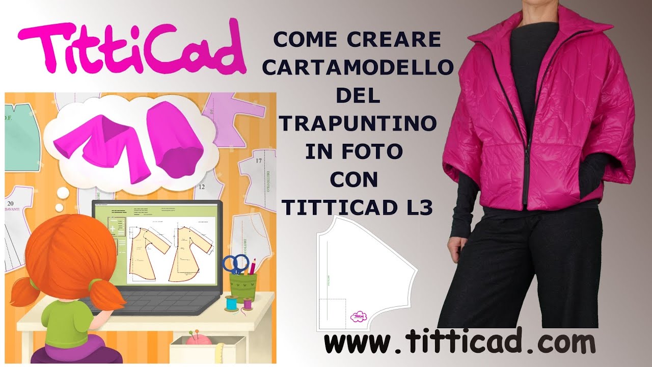 Come creare cartamodello su misura di una giacchina trapuntata con manica a kimono con TittiCad