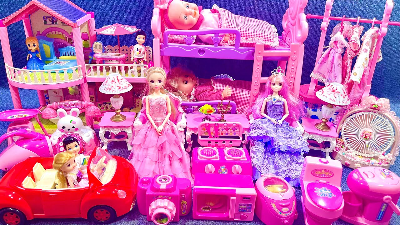 18 Minutes Satisfying with Unboxing Barbie Doll Pink Rock Bed Toys,Swing& Slide Toys Review | ASMR