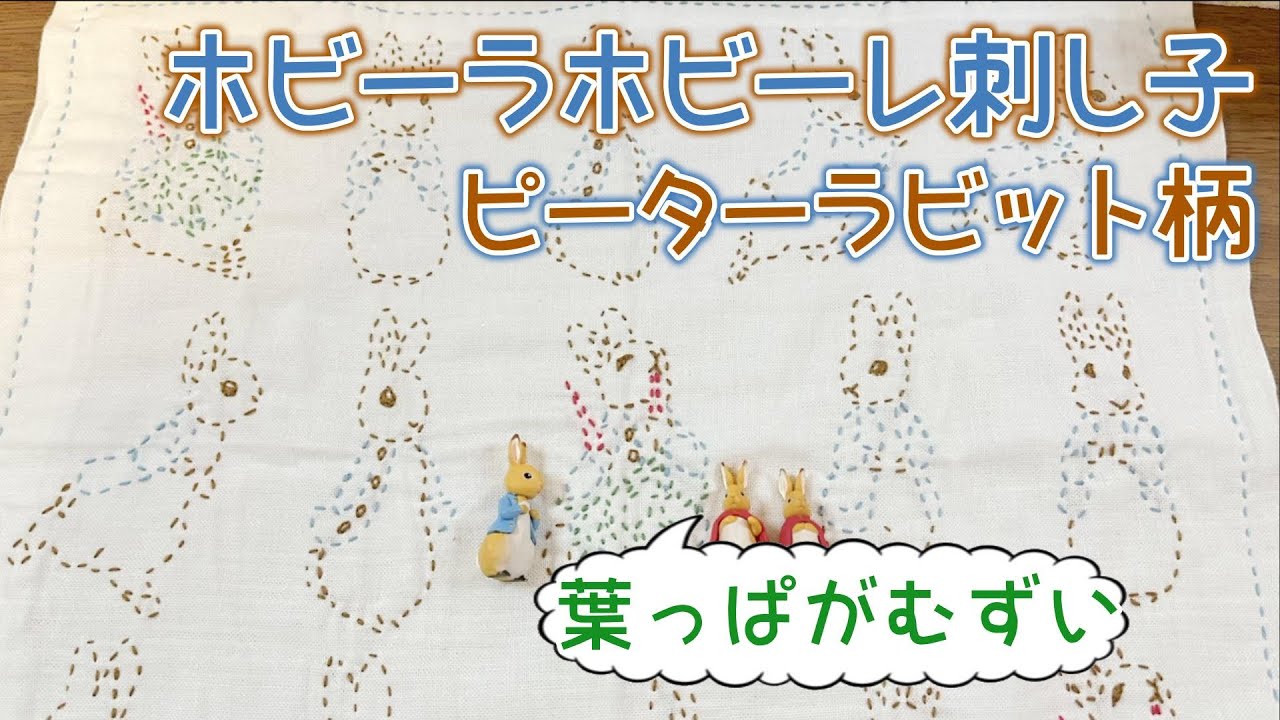 ホビーラホビーレのピーターラビット刺し子布巾/ sashiko【手芸】#手芸 #刺し子 #おうち時間