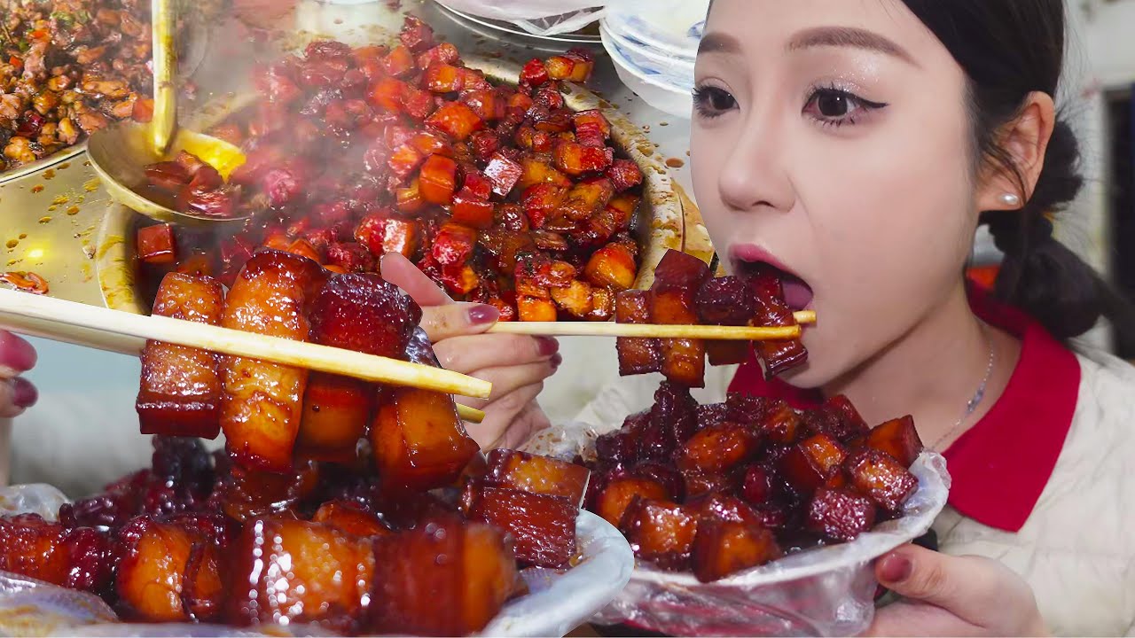 徐州人气爆棚排队王红烧肉！酱香浓郁、肥而不腻，直接炫一大盘香晕了【小果食Xiao Guo】#mukbang