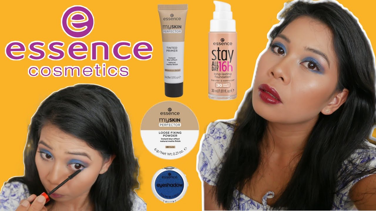 New Essence Makeup | Review | Blue Eyeshadow | 16hr Foundation, Blurring Primer, Loose Fixing Powder