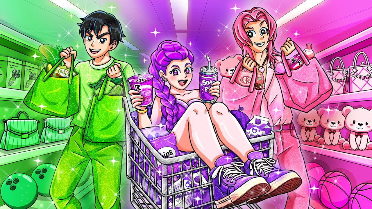 BUYING Everything in ONE COLOR for 24 Hours: Emerald, Amethyst & Ruby | KPop Demon Hunters Animation