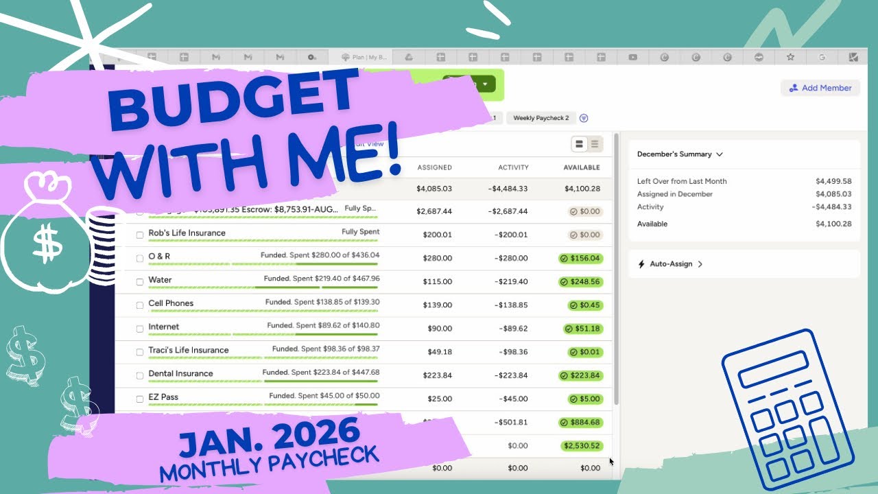 Budget with Me | January 2026 Monthly Paycheck | YNAB