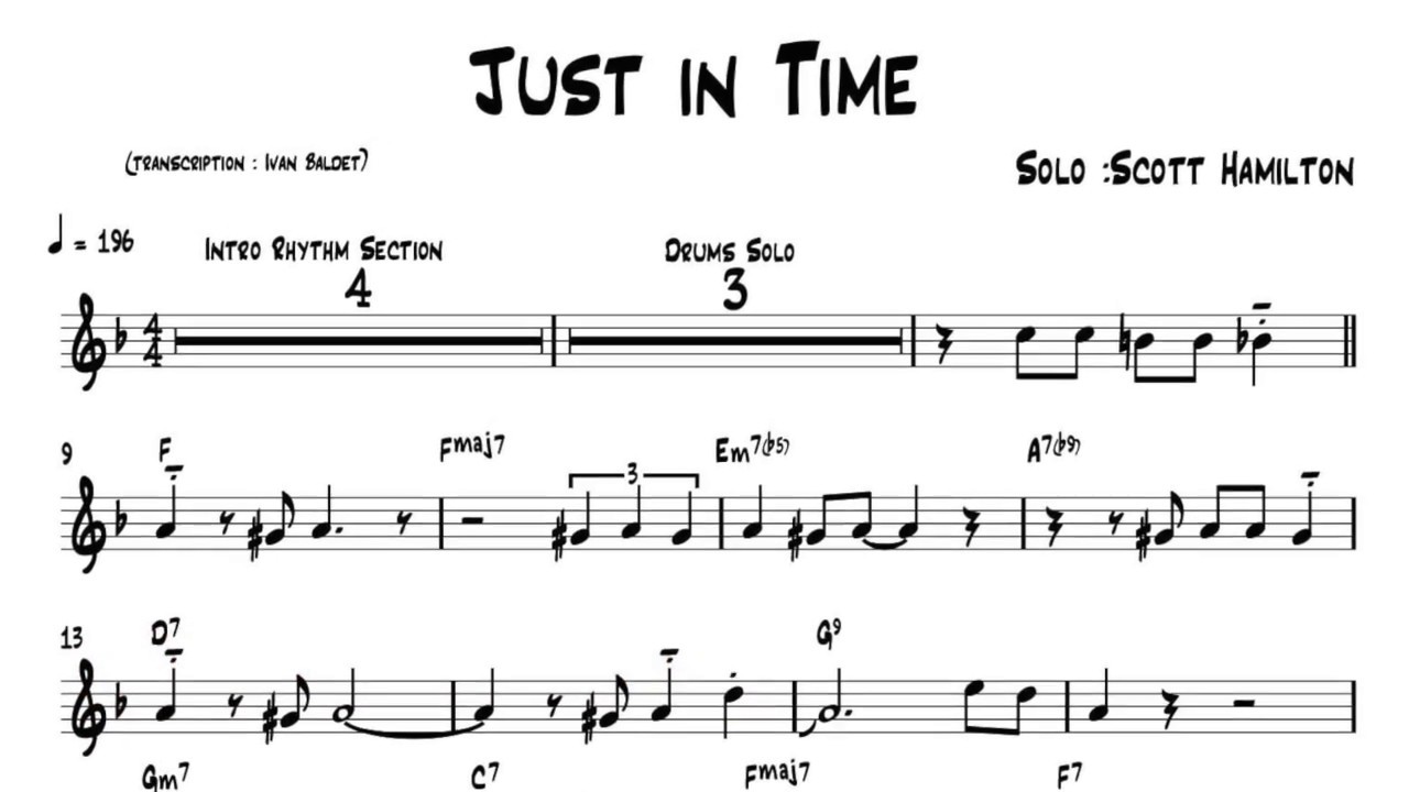 Scott Hamilton plays :Just In Time (Solo transcription)