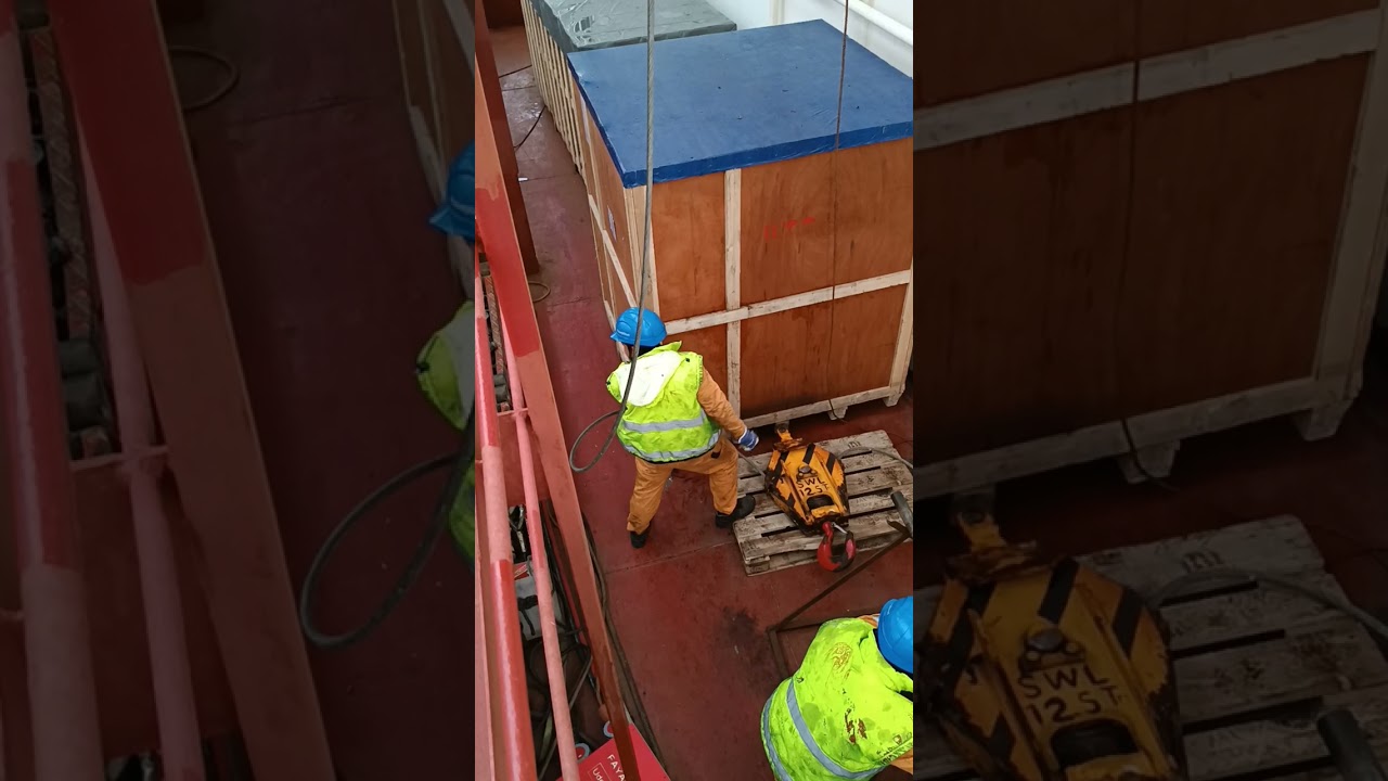Changing mono rail crane wire.