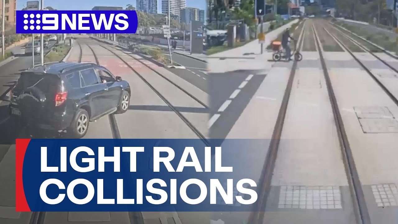 Motorists, cyclists, pedestrians risk lives on light rail tracks | 9 News Australia