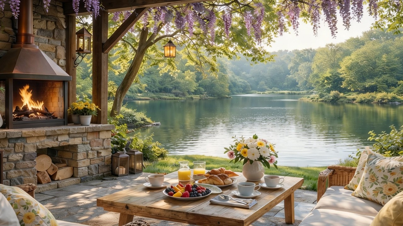 Peaceful Morning Piano ☀️ Lakeside Breakfast Ambience for Relaxing, Studying & Calm Mind