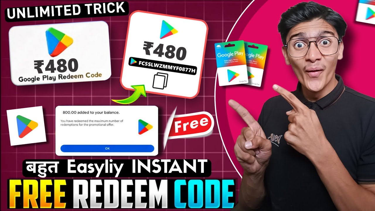 FREE REDEEM CODES INSTANT 🤩 | 480 REDEEM CODE FREE | HOW TO GET GOOGLE PLAY STORE REDEEM CODES FREE