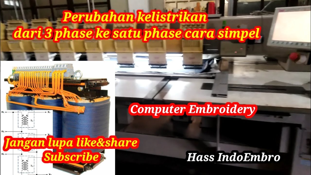 cara merubah 3 phase ke 1 phase listrik mesin bordir