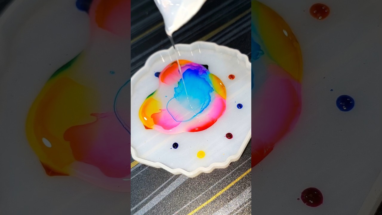 Resin rainbow coaster #trending #epoxy #resinart #resin#art #coaster