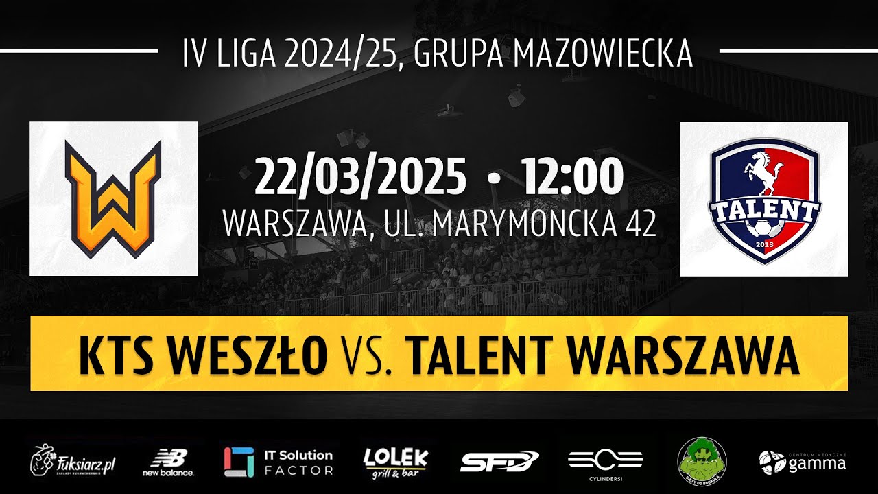 KTS WESZŁO - TALENT WARSZAWA NA ŻYWO. KOMENTUJE WOJTEK PIELA! TRANSMISJA MECZU 21 KOLEJKI IV LIGI.