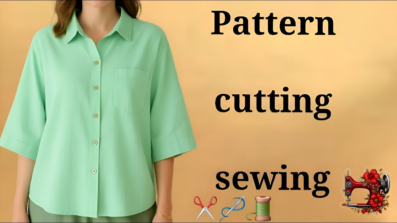 Chic Summer Shirt Sewing Tutorial |✂️ Drafting & Sewing Pattern from Scratch🧵🪡