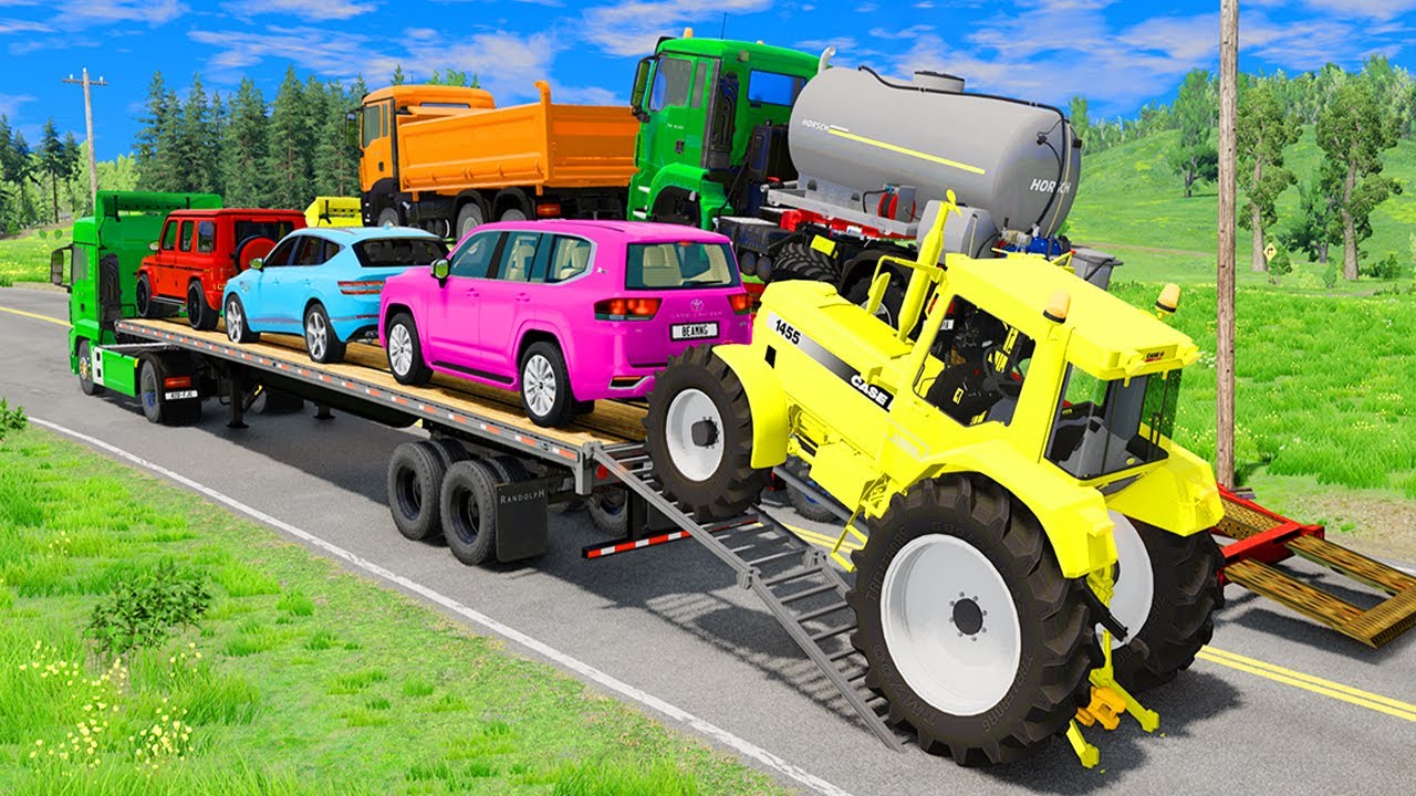 Flatbed Truck Mcqueen | Transportation with Truck - Pothole vs Car #05 - BeamNG.Drive Gameplay