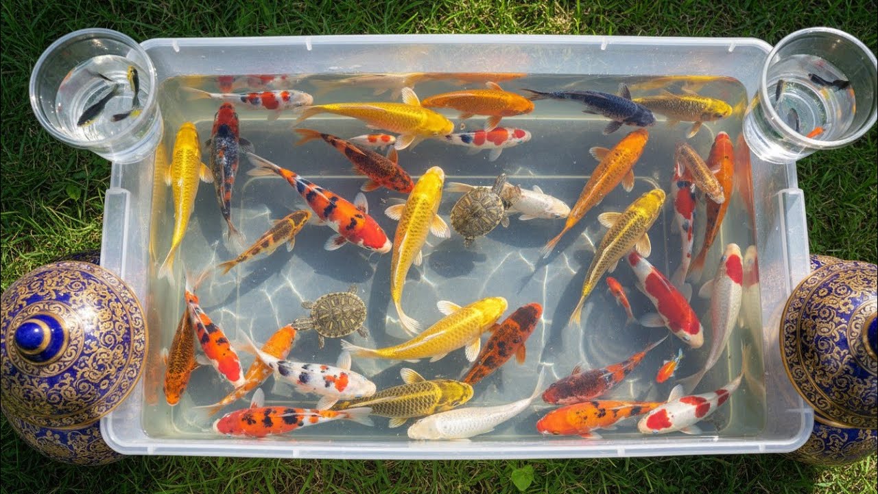 Catch beautiful aquarium fish in small pond baby turtles, pencil fish, nemo fish, eel, molly fish