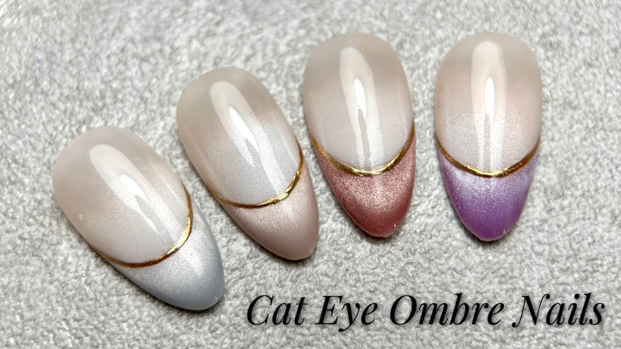 Make Your Cat Eye French Nails Stunning with a White Gradient ❤️ Nail Art tutorial