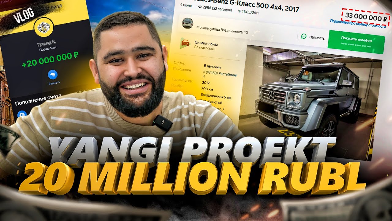 YANGI PROEKT - 20 MILLION RUBL | #raxmonovvlog