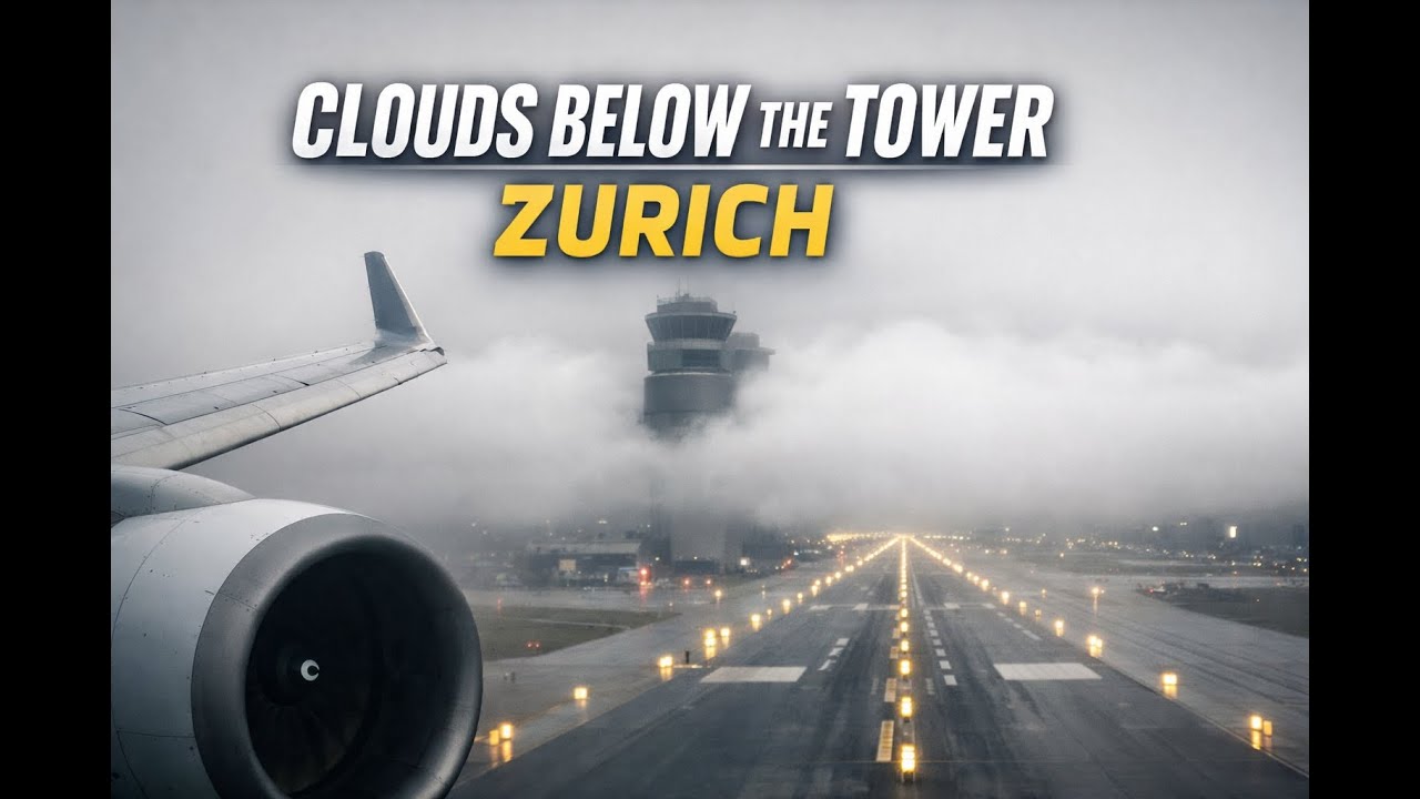 Extreme Low Clouds Landing at Zurich Airport | Winter Afternoon Approach