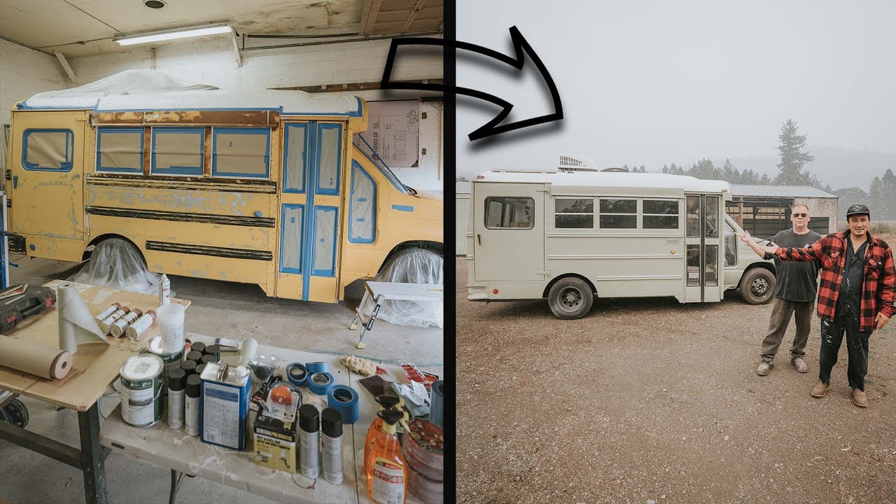 SKOOLIE Build Week - Overhead Shelves and Painting The Bus