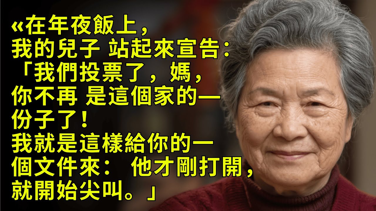 【真實故事】在團圓飯上，我兒子說：「媽媽不再是我們家的人了——我們已經決定了。」但隨後..｜父母子女冲突｜故事分享｜情感故事｜晚年哲理｜說故事