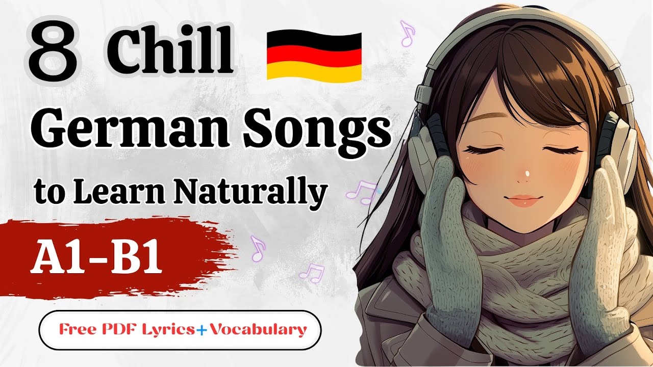 8 Chill German Songs to Learn Naturally for Beginners🇩🇪 | Free Lyrics + Vocabulary