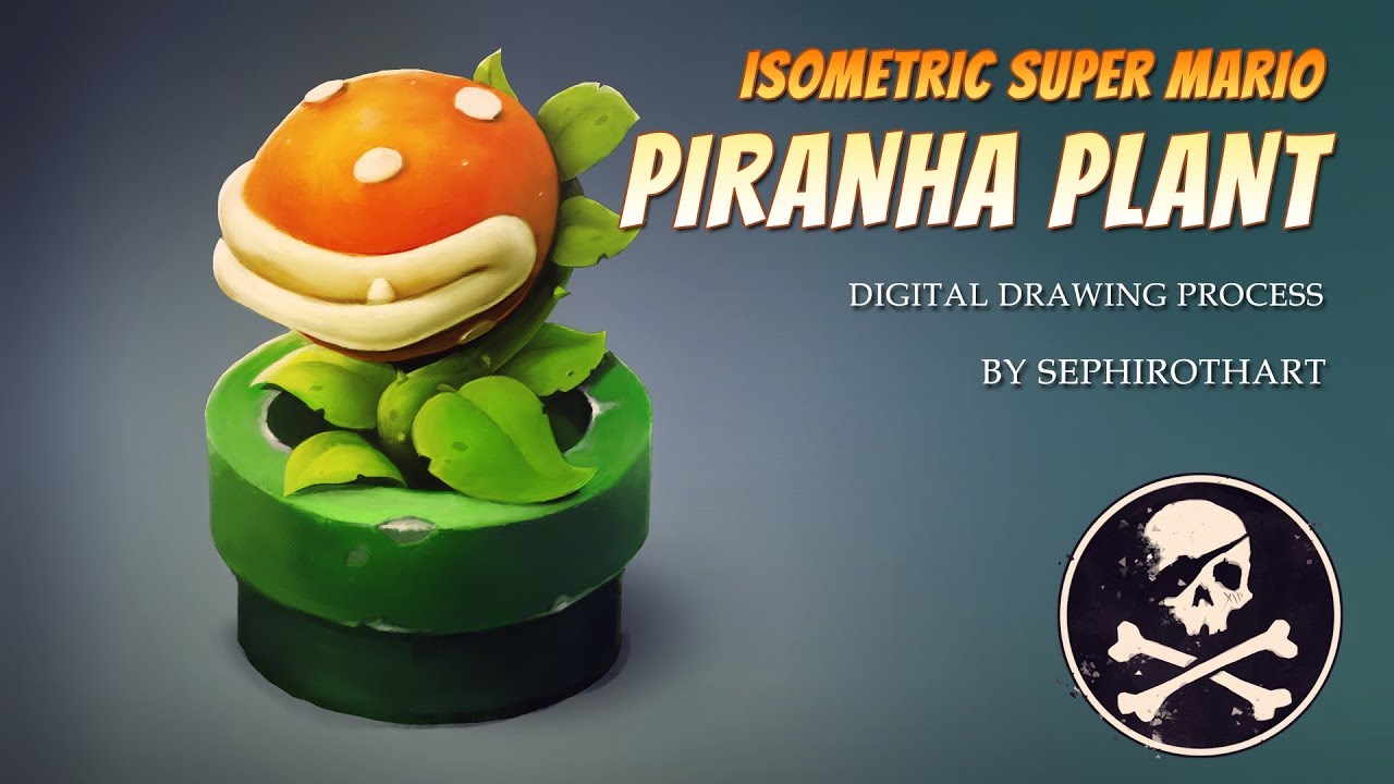 ISOMETRIC PIRANHA PLANT in Photoshop! Digital Drawing Process [PART 4] ● Sephiroth Art