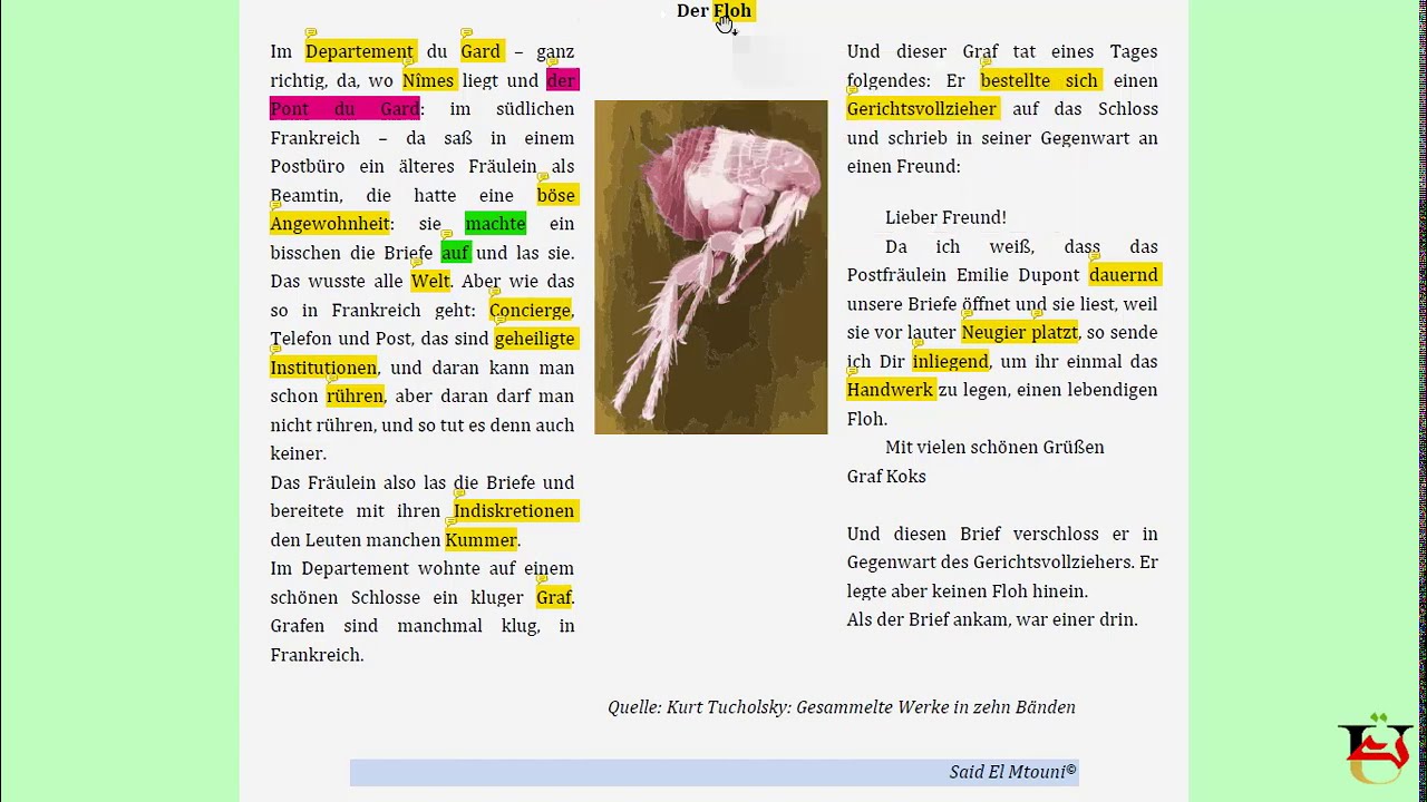 Kurt Tucholsky Der Floh