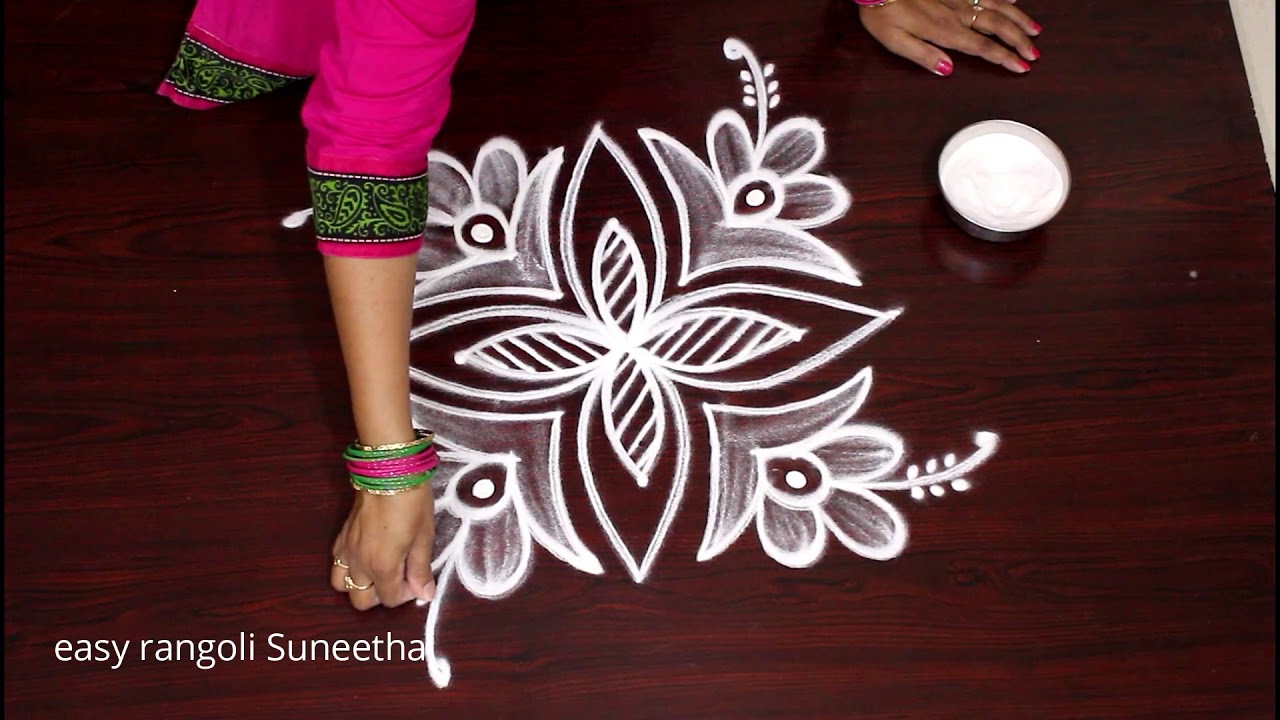 Latest 3x1 Dots small rangoli & kolam designs - Beginners Muggulu - रंगोली