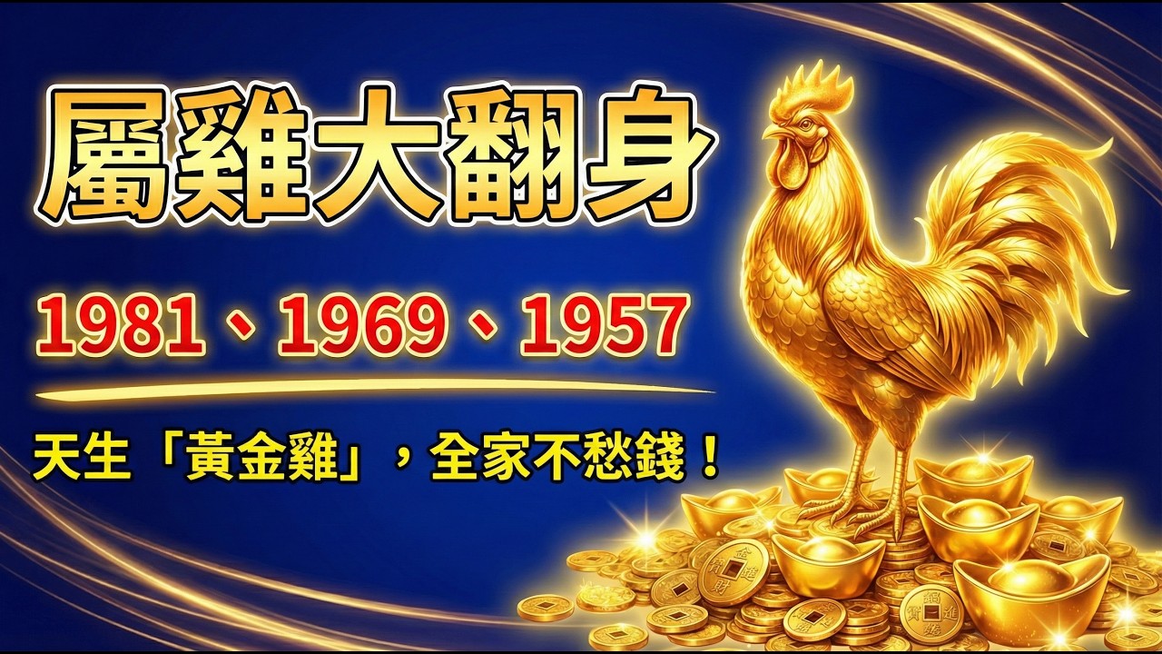 屬雞人2026年大翻身！這3個年份出生的雞，是天生的「黃金雞」，家裡只要有一個，全家三代不愁錢！#屬雞2026運勢 #生肖雞2026運勢 #財運 #偏財 #1981雞 #1969雞 #1957雞