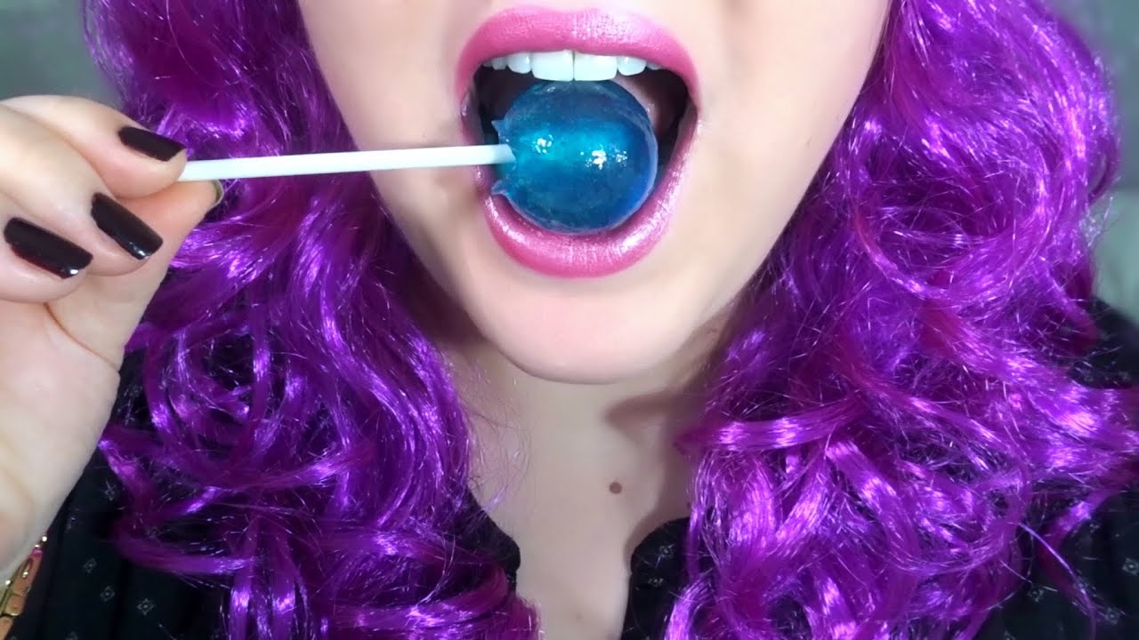 ASMR Blue Raspberry Lollipop ~ Hard Candy Eating Sounds