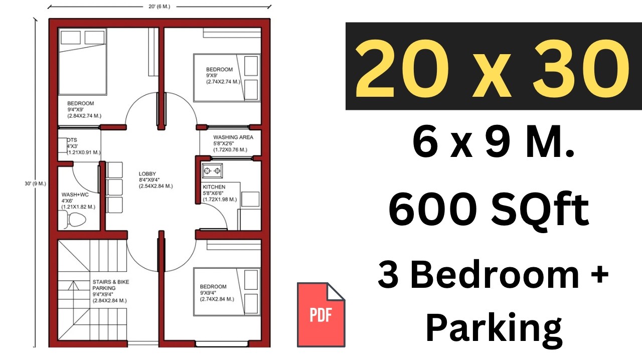 Проекты домов 20х30 | Проект дома 20х30 | Проект дома площадью 600 кв. футов | Проект дома с 3 сп...
