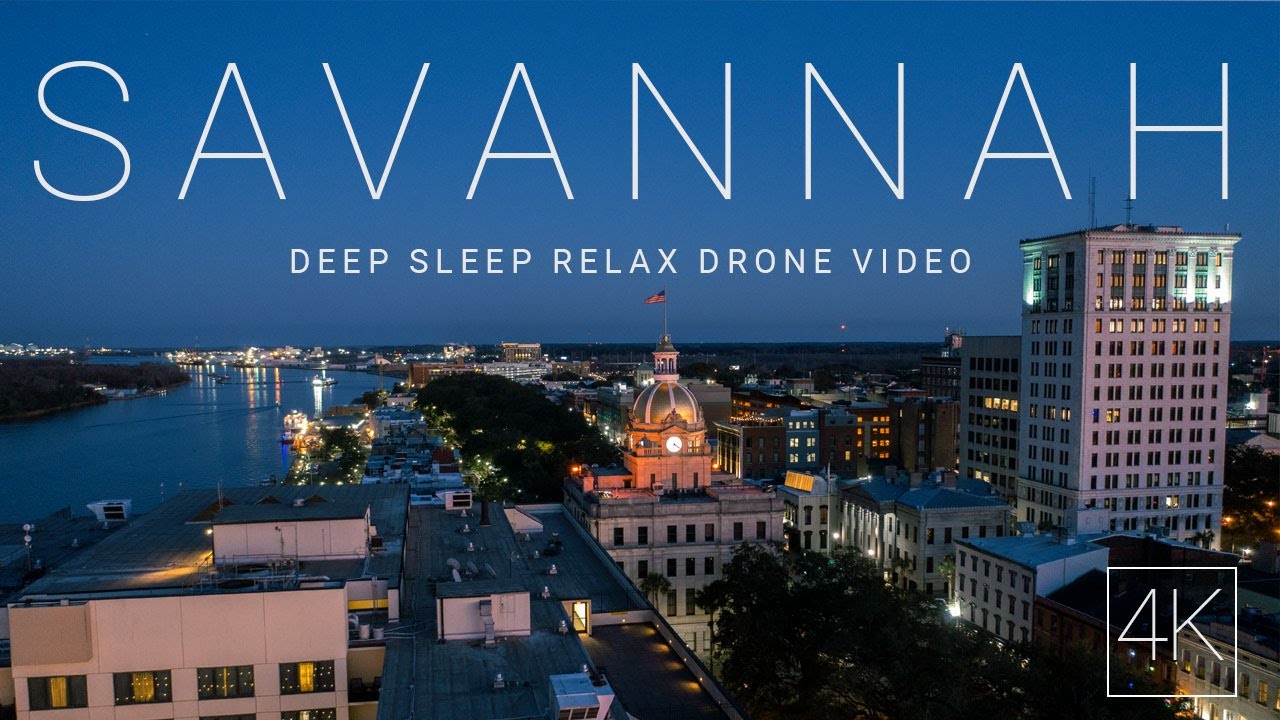 Flying Over Savannah, GA - Relaxing Deep Sleep Calm Video [Drone Video in 4k]