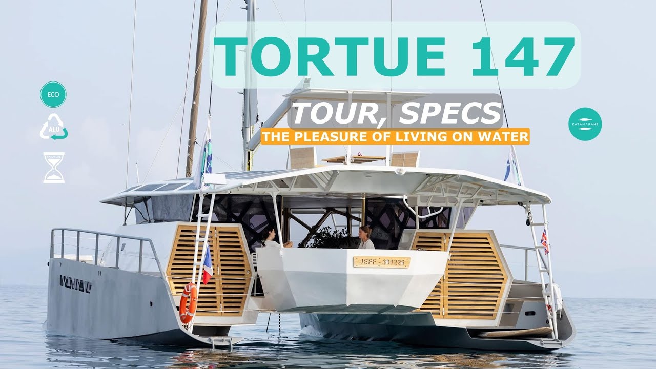 Tortue 147 Aluminium Catamaran Boat Tour. Designed to Enjoy! The Busiest Boat at the Multihull Show?