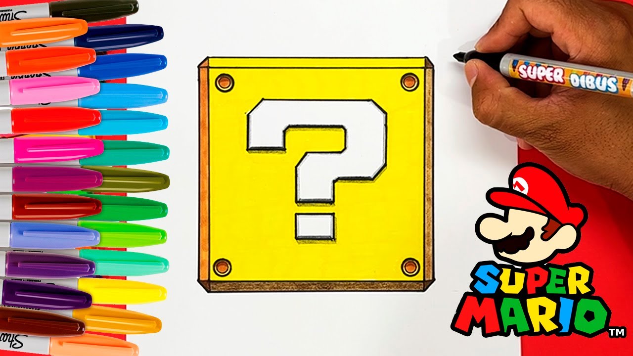 COMO DIBUJAR LA CAJA MISTERIOSA DE SUPER MARIO BROS. | How To Draw ? Block From Super Mario bros.