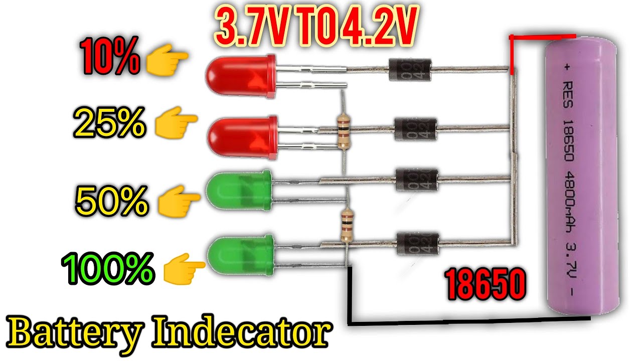 how to make lithium battery charging indicator Battery Voltage Indicator 3.7V To 4.2V | NO ic