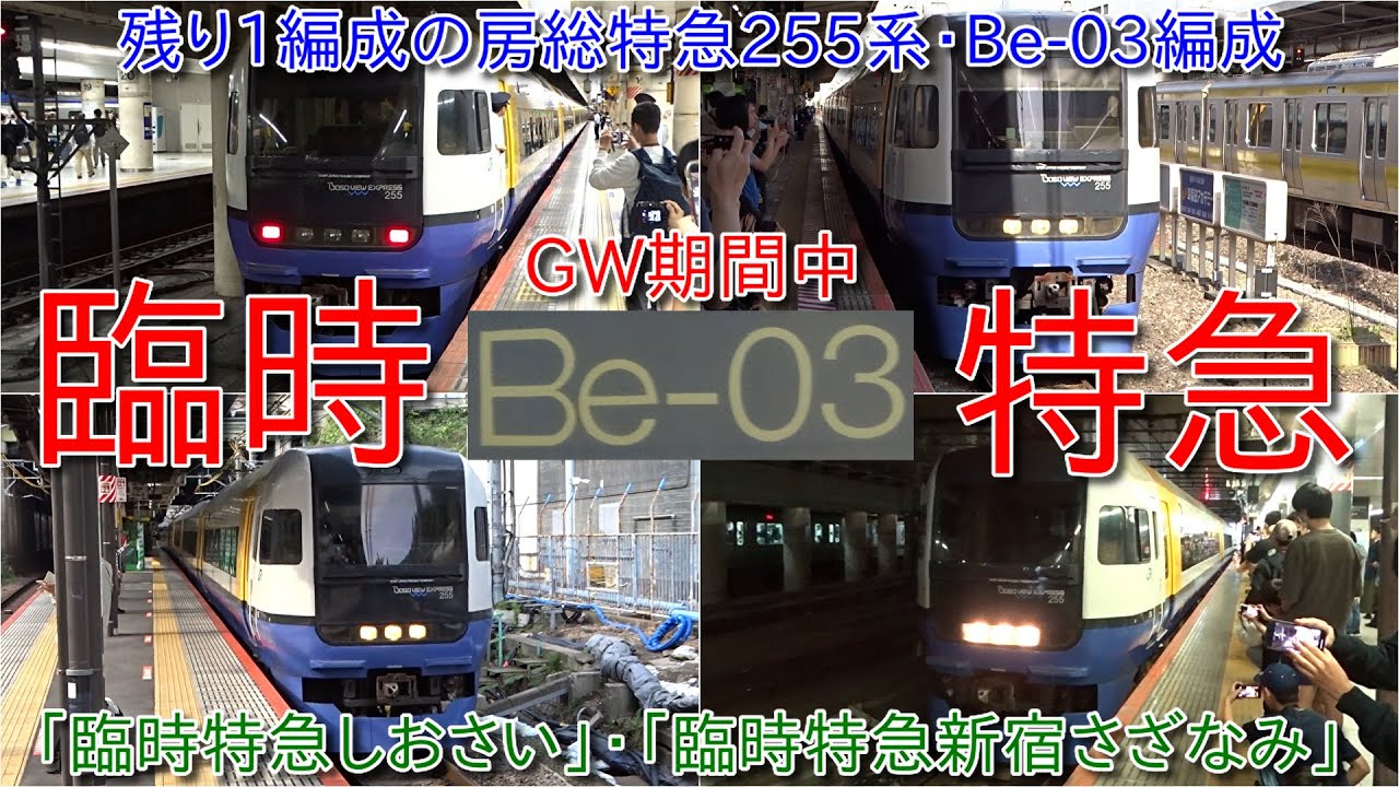 【房総特急255系Be-03編成臨時特急運用集・特急しおさい、特急新宿さざなみ】夏の臨時列車運行されるか未定だが、廃車となれば完全引退