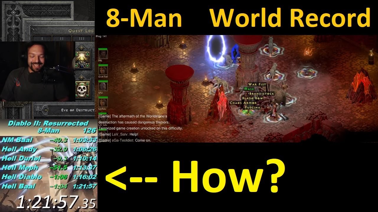 Review 8-Man WR Speedrun! 1:21:57 - Diablo 2 Resurrected