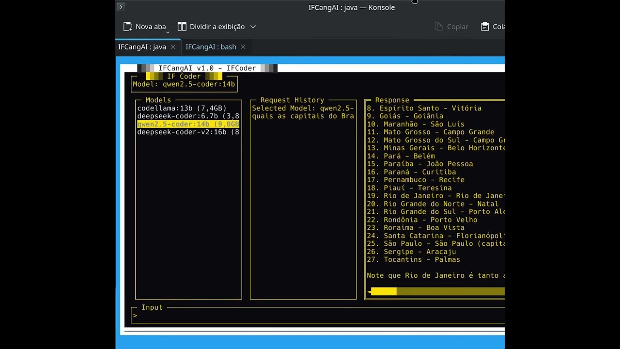 Programando um Agente de IA para vibecode, usando Java e interface TUI (Text User Interface) CLI.