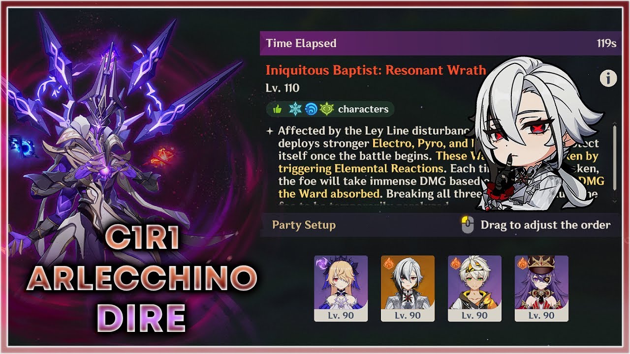 6.2 Stygian Onslaught Dire | C1R1 Arlecchino Overload Baptist 119s Clear